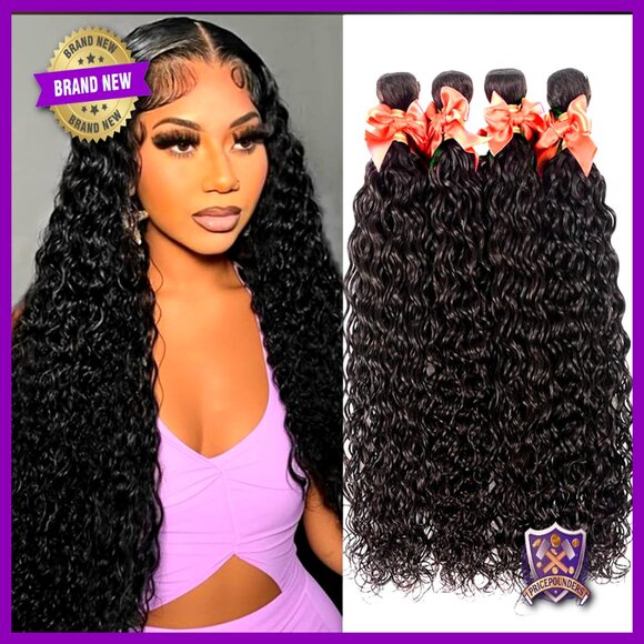 Virgin Brazilian Water Wave Human Hair Extensions 4 Bundles 22-28 Inch main image 4